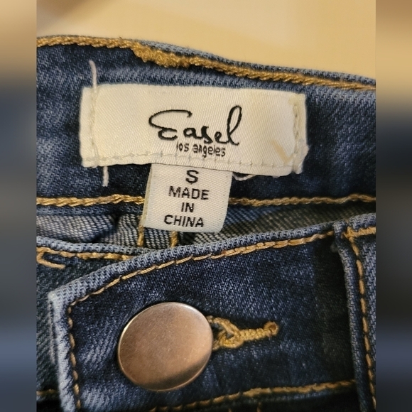 Easel Los Angeles Distressed Leopard Print Accent Skinny Jeans Size S - Picture 5 of 5